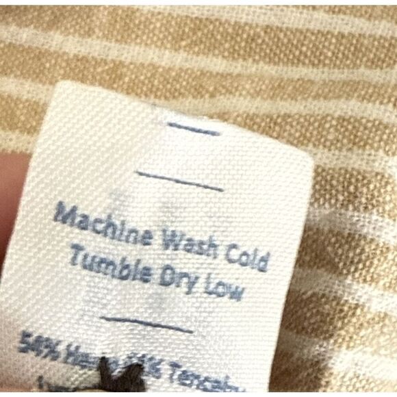 Marine Layer size S Hemp Tencel Blend Romper Pants Tan White Striped Womens - Picture 12 of 13